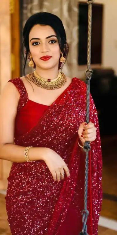 Red Georgette Sequence Embroidery Saree | Sarees, Bollywood Sarees, Creative Sarees, Designer Sarees, Ethnic Saree, Modern Digital sarees, Party Wear Sarees