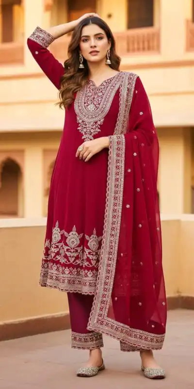 Red Georgette Sequences Lace Work Salwar Suit | Jump Suits, Tops & Bottoms, Track Suits, Salwar suit, Casual Suits, Creative suits, Designer Suits, Palazzo Suits, Party Wear Suits, Patiala Suits, Straight Suits, Trendy Wear