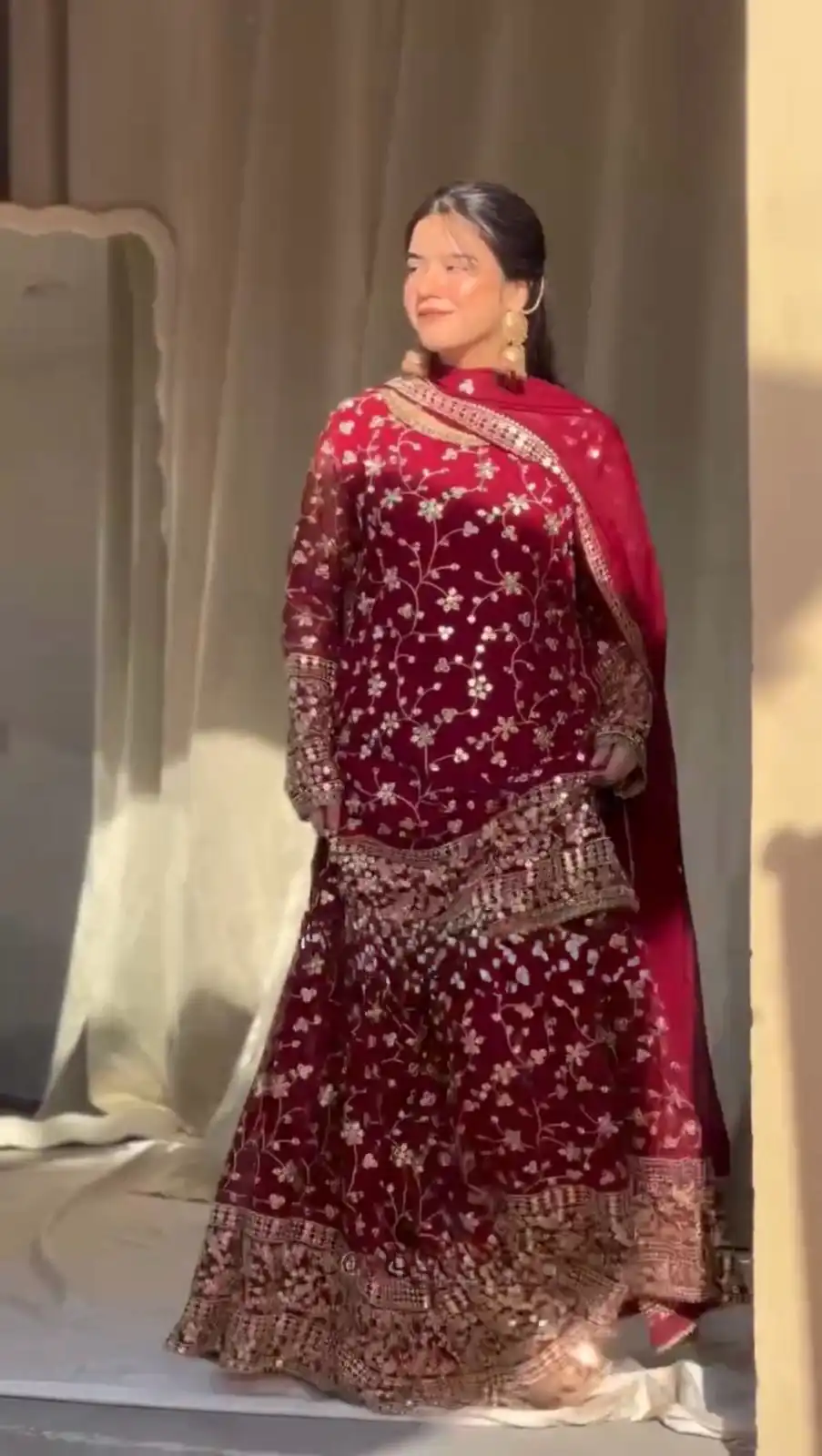Red Georgette Thread 9mm Sequence Salwar Suit | Jump Suits, Salwar suit, Casual Suits, Creative suits, Designer Suits, Palazzo Suits, Party Wear Suits, Patiala Suits, Straight Suits