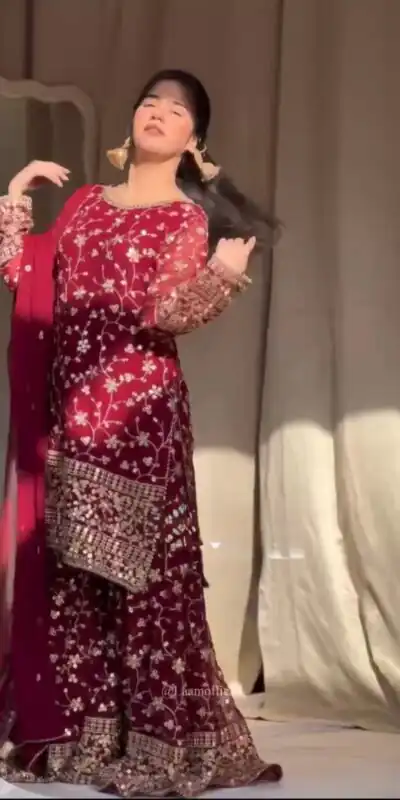 Red Georgette Thread 9mm Sequence Salwar Suit | Jump Suits, Salwar suit, Casual Suits, Creative suits, Designer Suits, Palazzo Suits, Party Wear Suits, Patiala Suits, Straight Suits