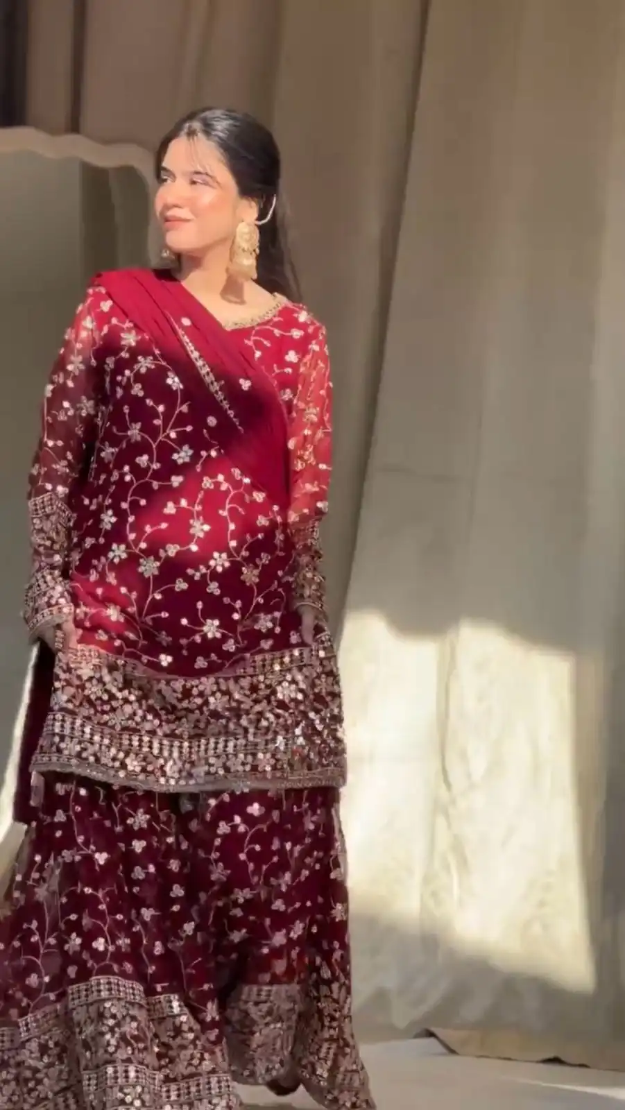 Red Georgette Thread 9mm Sequence Salwar Suit | Jump Suits, Salwar suit, Casual Suits, Creative suits, Designer Suits, Palazzo Suits, Party Wear Suits, Patiala Suits, Straight Suits