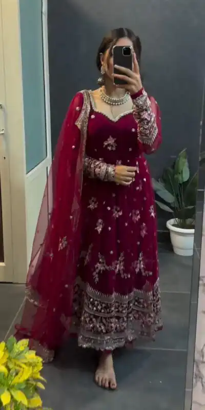 Red Georgette Thread With Sequence Salwar Suit | Jump Suits, Salwar suit, Casual Suits, Creative suits, Designer Suits, Palazzo Suits, Party Wear Suits, Patiala Suits, Straight Suits