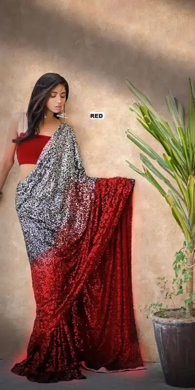 Red Heavy 60 Gram Georgette Sequins Saree | Sarees, Bollywood Sarees, Creative Sarees, Designer Sarees, Embroidered Sarees, Ethnic Saree, Modern Digital sarees, Party Wear Sarees