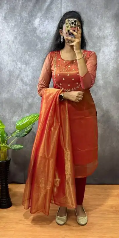 Red Heavy Twill Golden Shining Fabric Kurti | Kurti, Bollywood Kurti, Creative Kurtis, Designer Kurti, Party Wear Kurti, Selfie Kurti