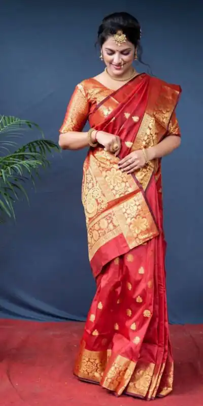 Red Lichi Silk Border Work Saree | Sarees, Bollywood Sarees, Creative Sarees, Designer Sarees, Embroidered Sarees, Ethnic Saree, Modern Digital sarees, Party Wear Sarees
