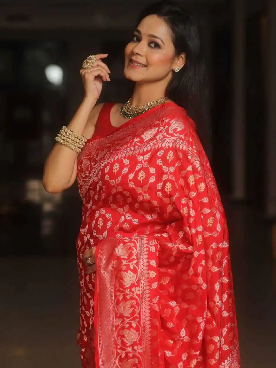 Red Lichi Silk Jacquard Border Work Saree | Sarees, Bollywood Sarees, Creative Sarees, Designer Sarees, Embroidered Sarees, Ethnic Saree, Modern Digital sarees, Party Wear Sarees
