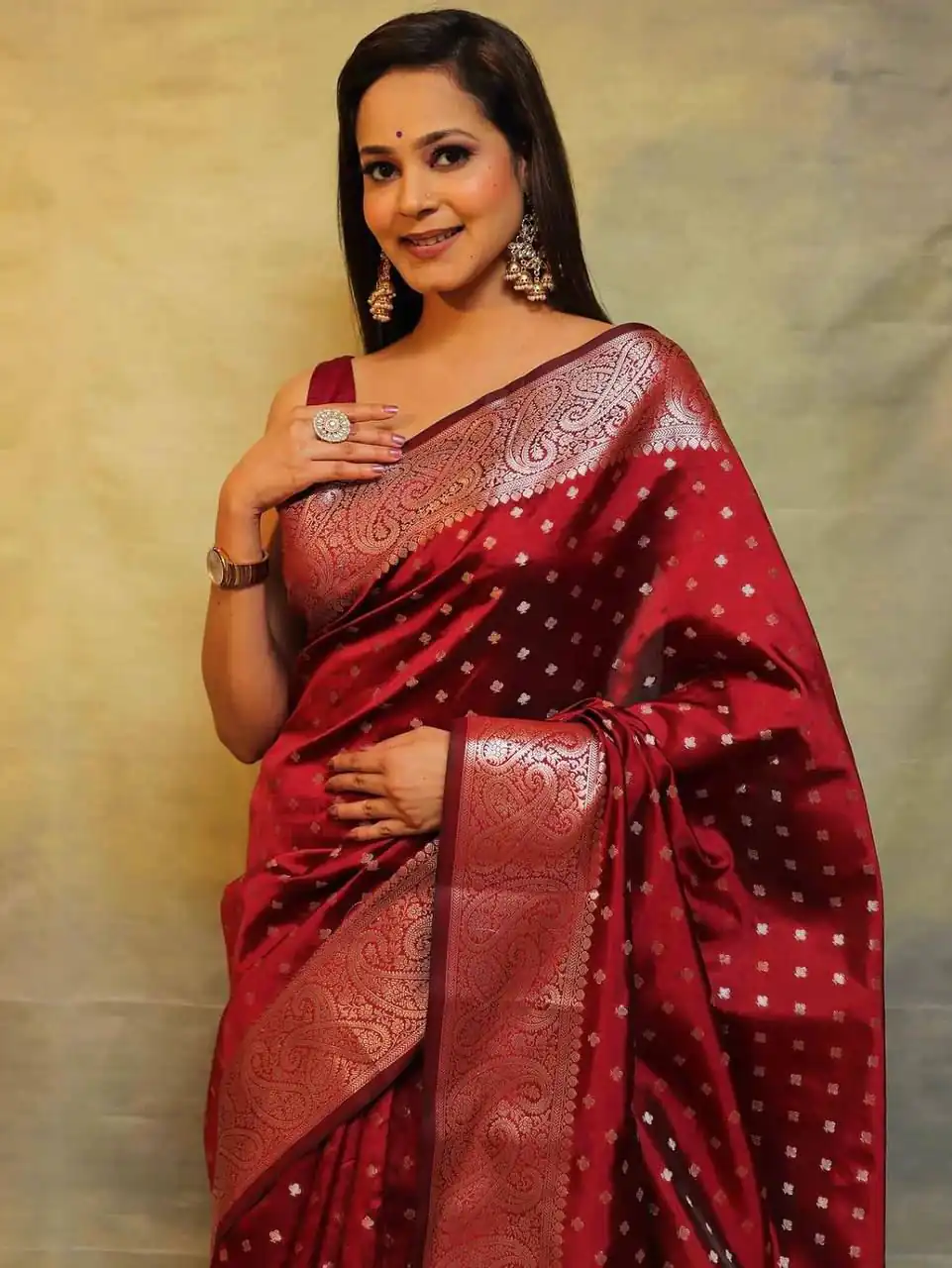 Red Lichi Silk Jacquard Rich Pallu Saree | Sarees, Bollywood Sarees, Creative Sarees, Designer Sarees, Embroidered Sarees, Ethnic Saree, Modern Digital sarees, Party Wear Sarees