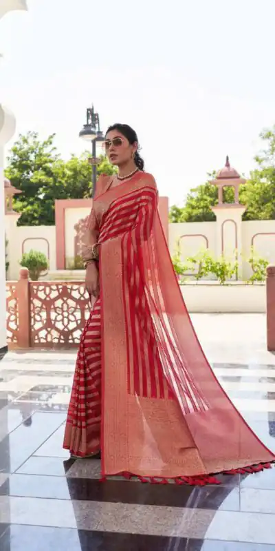 Red Lichi Silk Lace Border Work Saree | Sarees, Bollywood Sarees, Creative Sarees, Designer Sarees, Embroidered Sarees, Ethnic Saree, Modern Digital sarees, Party Wear Sarees