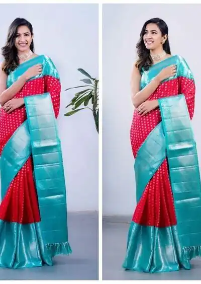 Red Litchi Silk Pallu & Jacquard Work Saree | Sarees, Bollywood Sarees, Creative Sarees, Designer Sarees, Embroidered Sarees, Ethnic Saree, Modern Digital sarees, Party Wear Sarees