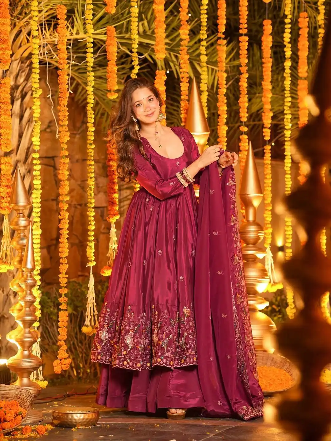Red Natural Crap Silk Embroidery Work Anarkali Suit | Anarkali Suits, Bollywood Anarkali, Creative-Anarkali, Designer Anarkali, Embroidered Anarkali, Party Wear Anarkali