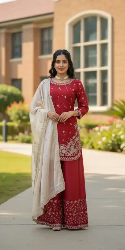 Red Organza Silk Thread Work Salwar Suit | Jump Suits, Salwar suit, Casual Suits, Creative suits, Designer Suits, Palazzo Suits, Party Wear Suits, Patiala Suits, Straight Suits
