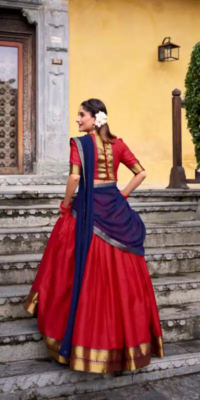 Red Poly Cotton Lace Zari Work Lehenga Choli | Lehenga, Bollywood Lehenga, Creative Lehenga, Designer Lehenga, Embroidered Lehenga, Party Wear Lehenga