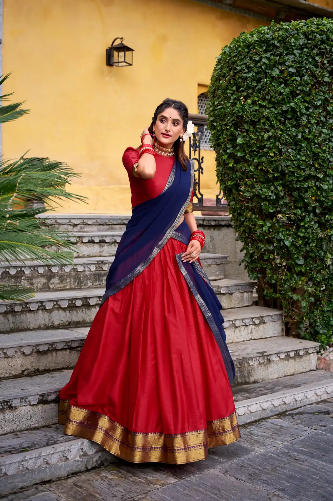 Red Poly Cotton Lace Zari Work Lehenga Choli | Lehenga, Bollywood Lehenga, Creative Lehenga, Designer Lehenga, Embroidered Lehenga, Party Wear Lehenga