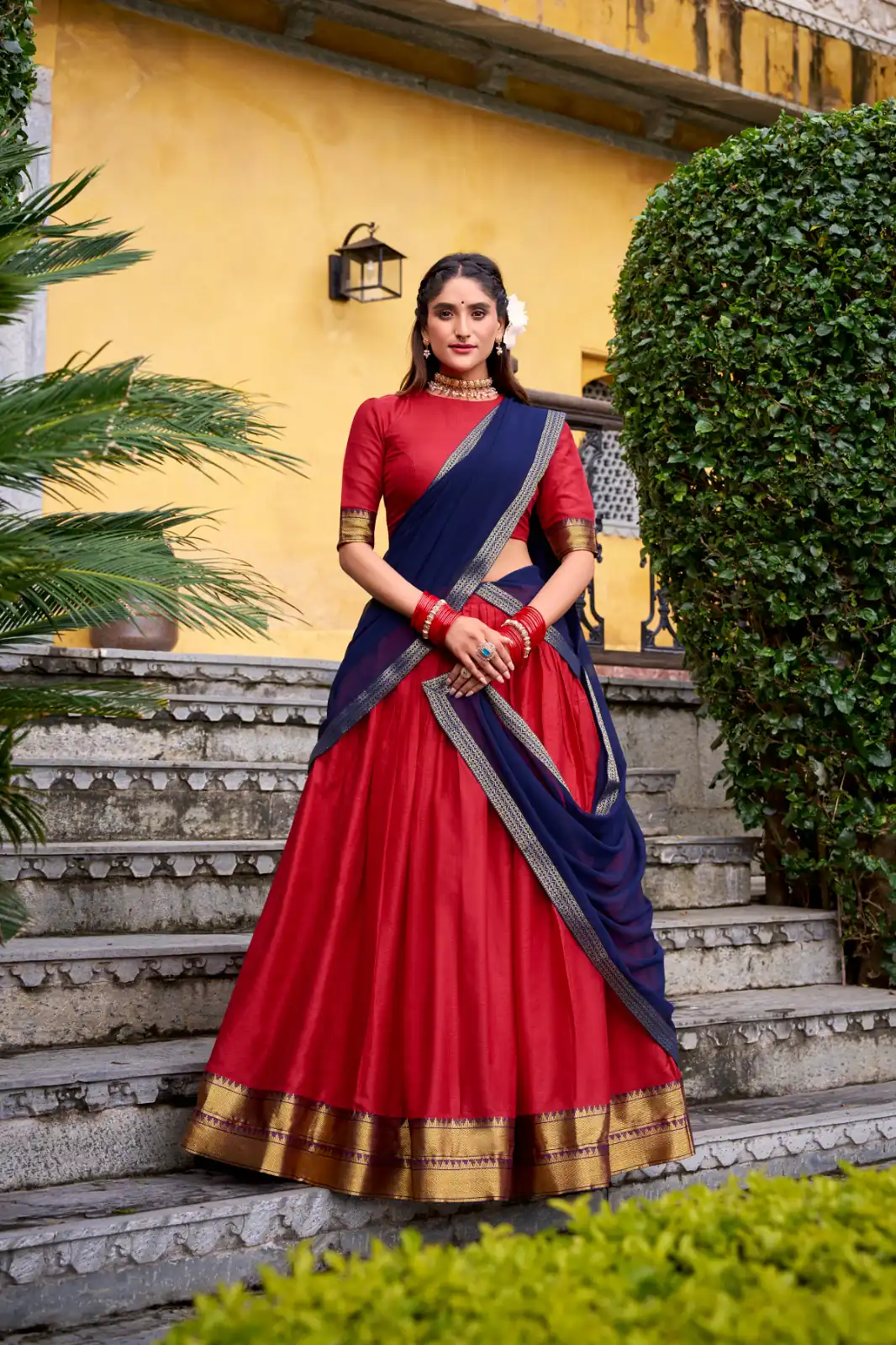 Red Poly Cotton Lace Zari Work Lehenga Choli | Lehenga, Bollywood Lehenga, Creative Lehenga, Designer Lehenga, Embroidered Lehenga, Party Wear Lehenga