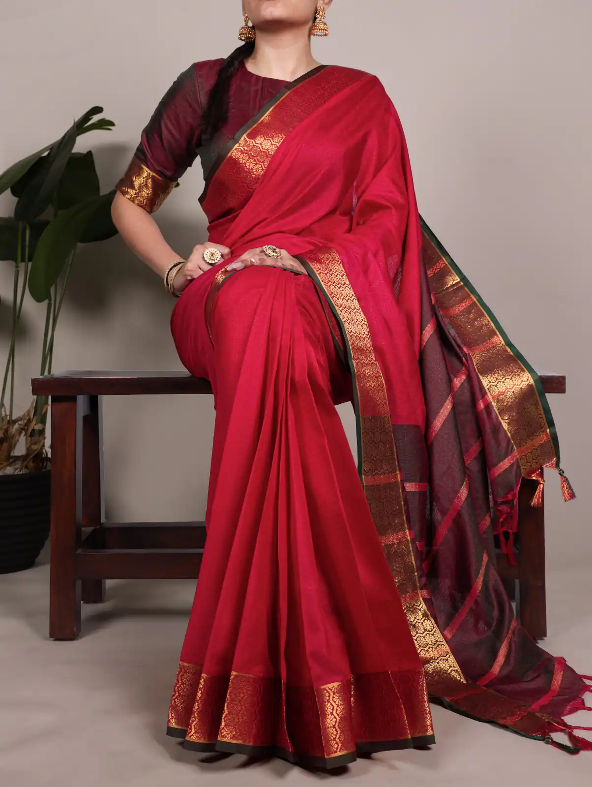 Red Poly Cotton Zari Work Saree | Sarees, Bollywood Sarees, Creative Sarees, Designer Sarees, Embroidered Sarees, Ethnic Saree, Modern Digital sarees, Party Wear Sarees