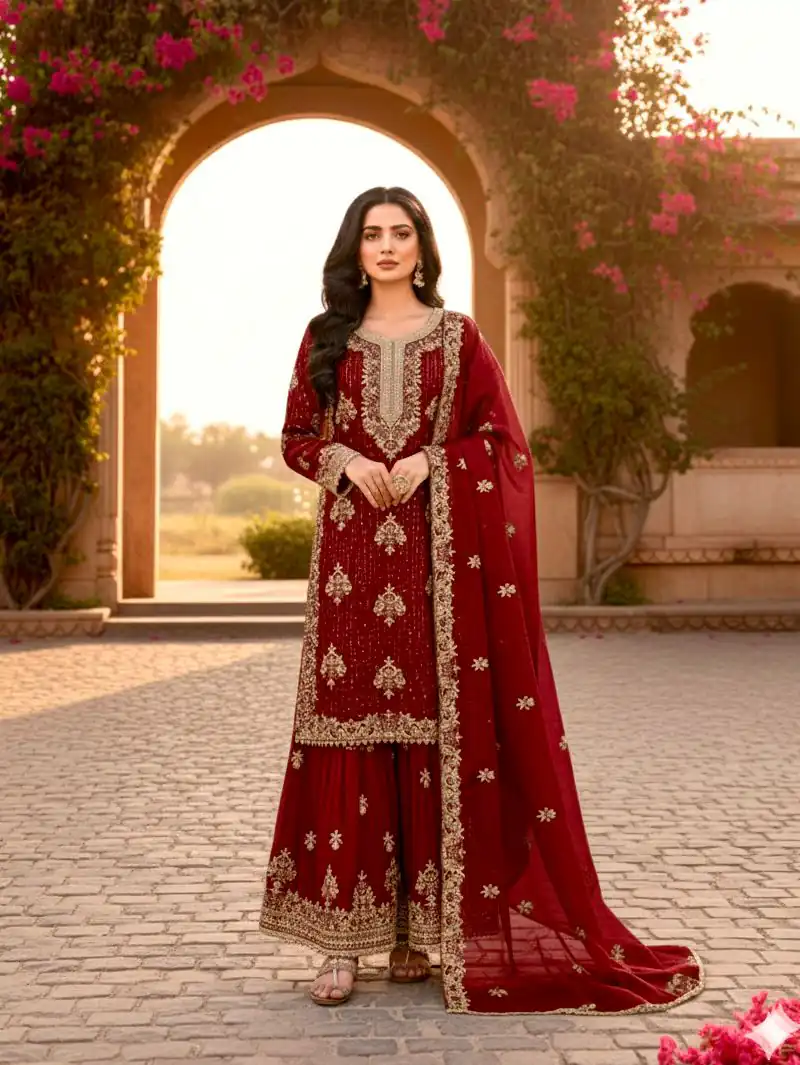 Red Pure Organza Silk Embroidery Cut Work Salwar Suit | Jump Suits, Salwar suit, Casual Suits, Creative suits, Designer Suits, Palazzo Suits, Party Wear Suits, Patiala Suits, Straight Suits