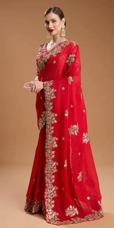 Red Rangoli Silk Sequins Embroidery Work Saree | Sarees, Bollywood Sarees, Creative Sarees, Designer Sarees, Embroidered Sarees, Ethnic Saree, Modern Digital sarees, Party Wear Sarees