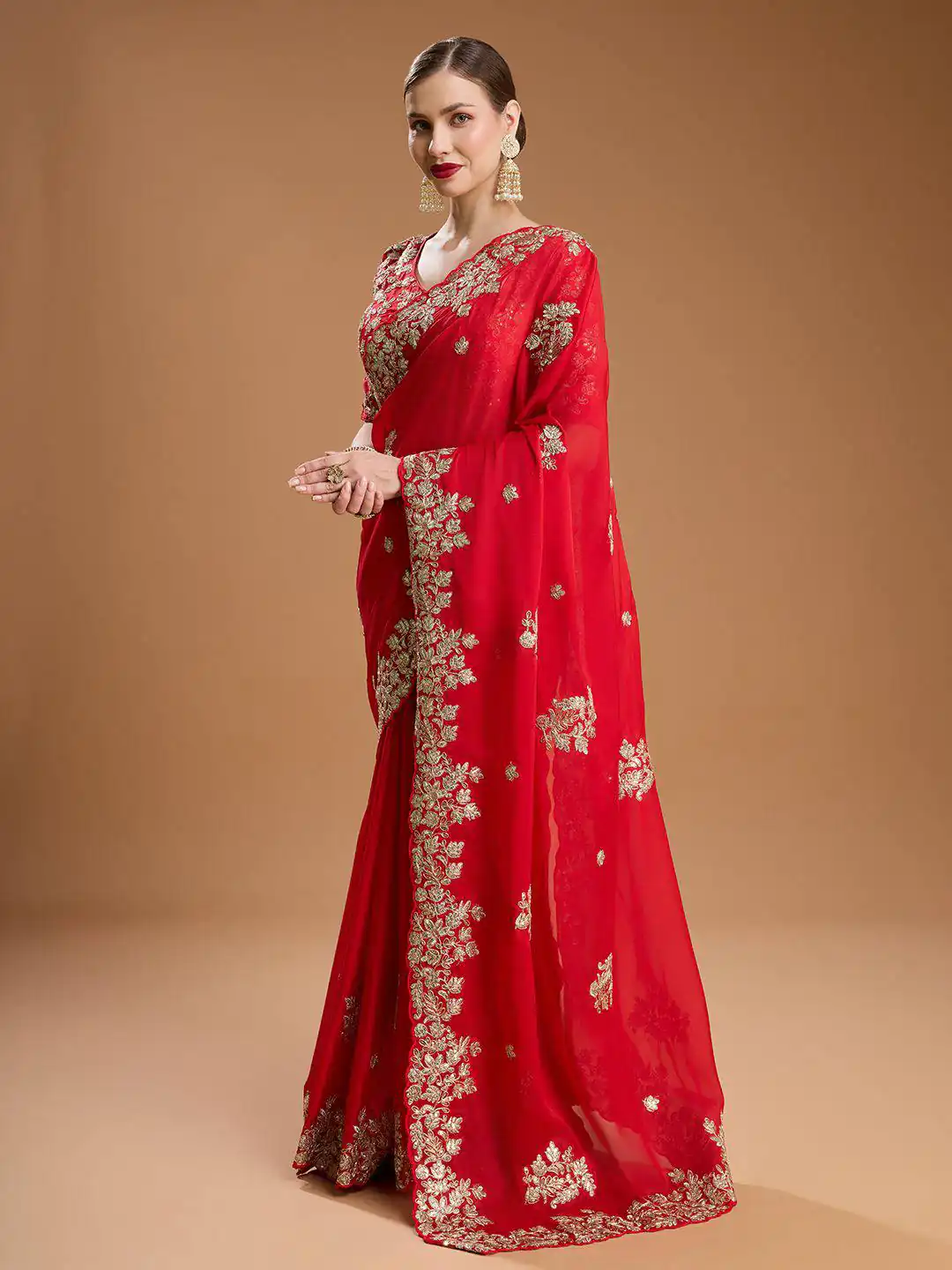 Red Rangoli Silk Sequins Embroidery Work Saree | Sarees, Bollywood Sarees, Creative Sarees, Designer Sarees, Embroidered Sarees, Ethnic Saree, Modern Digital sarees, Party Wear Sarees