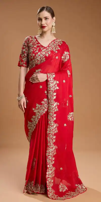 Red Rangoli Silk Sequins Embroidery Work Saree | Sarees, Bollywood Sarees, Creative Sarees, Designer Sarees, Embroidered Sarees, Ethnic Saree, Modern Digital sarees, Party Wear Sarees
