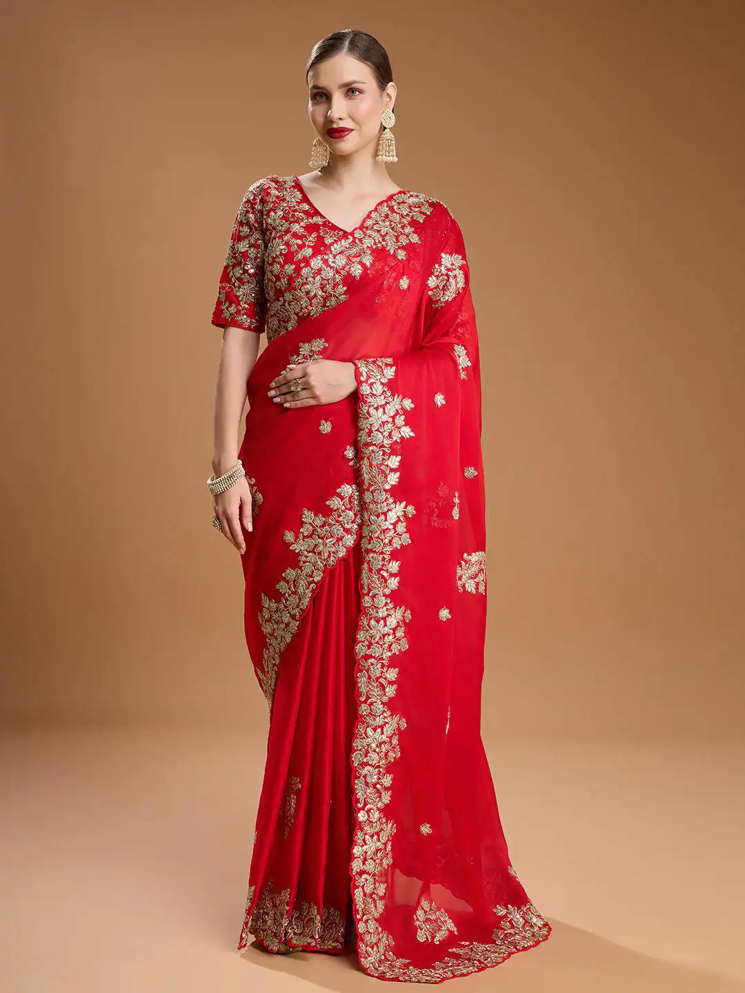 Red Rangoli Silk Sequins Embroidery Work Saree | Sarees, Bollywood Sarees, Creative Sarees, Designer Sarees, Embroidered Sarees, Ethnic Saree, Modern Digital sarees, Party Wear Sarees