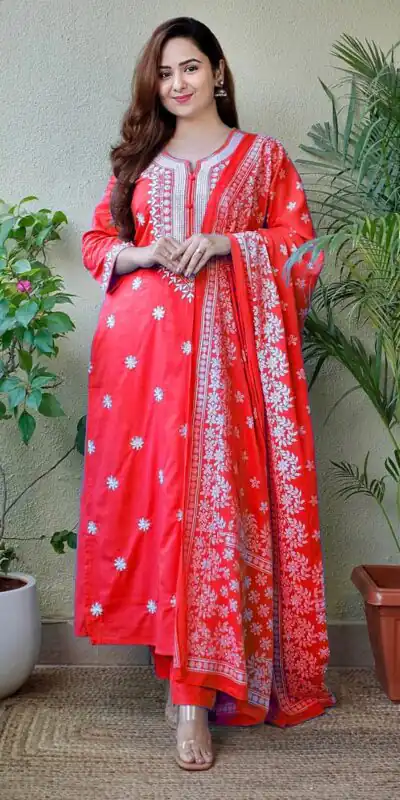 Red Rayon Cotton Embroidery Work Salwar Suit | Jump Suits, Salwar suit, Casual Suits, Creative suits, Designer Suits, Palazzo Suits, Party Wear Suits, Patiala Suits, Straight Suits