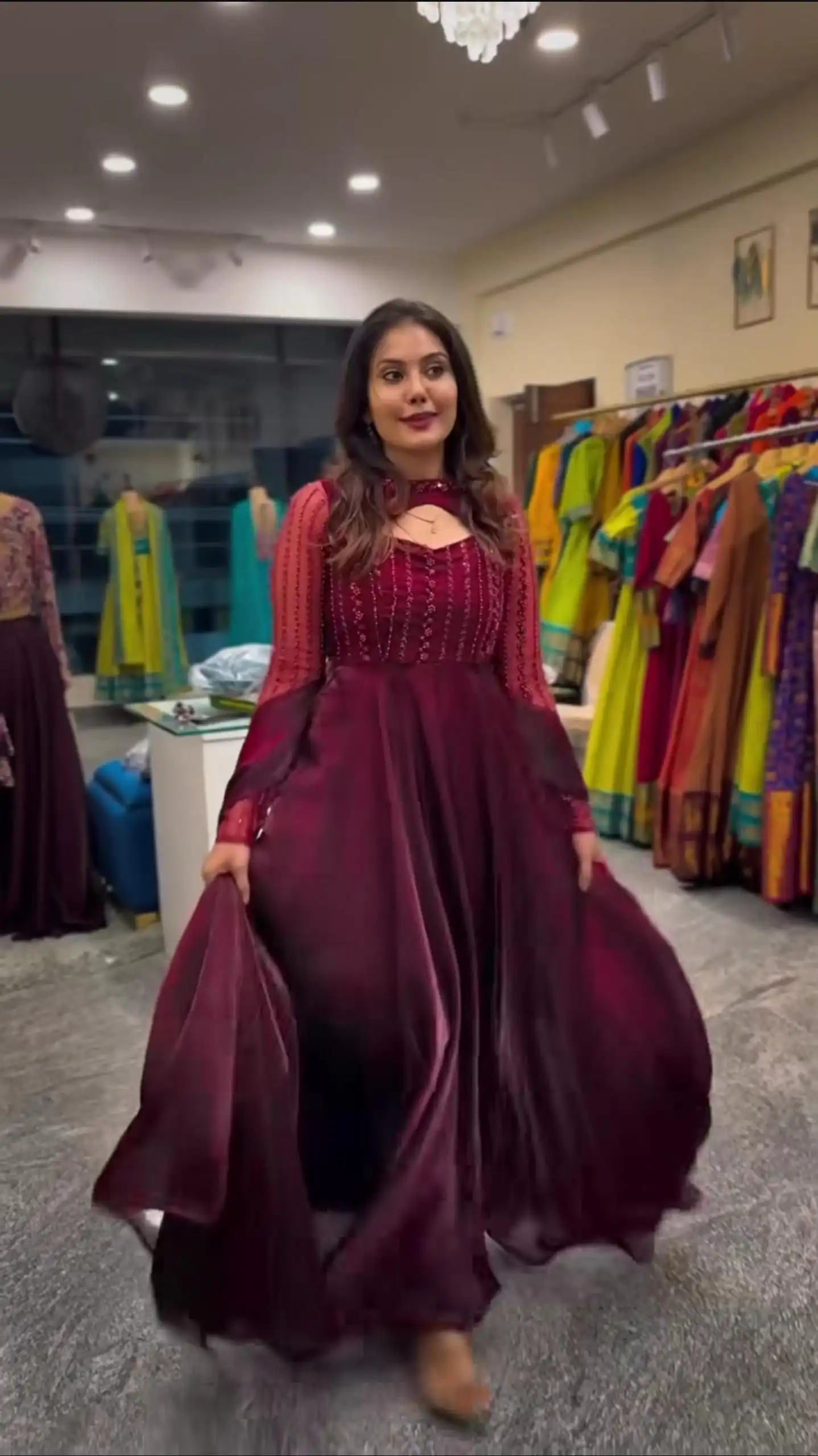 Red Sequence Embroidery Work Gown | Gowns, Bollywood Gowns, Creative Gowns, Designer Gowns, Embroidered Gowns, Party Wear Gowns