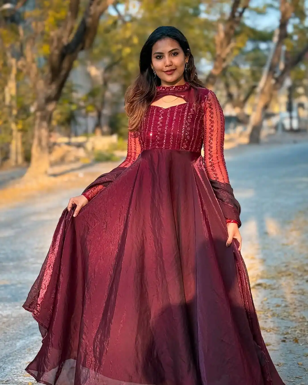 Red Sequence Embroidery Work Gown | Gowns, Bollywood Gowns, Creative Gowns, Designer Gowns, Embroidered Gowns, Party Wear Gowns