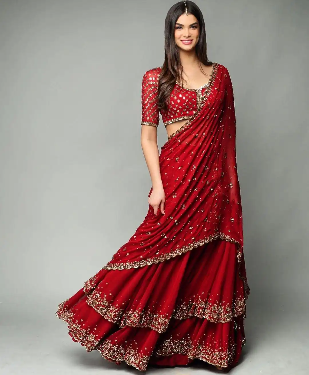 Red Sequins Work Lehenga Choli | Lehenga, Bollywood Lehenga, Creative Lehenga, Designer Lehenga, Embroidered Lehenga, Party Wear Lehenga