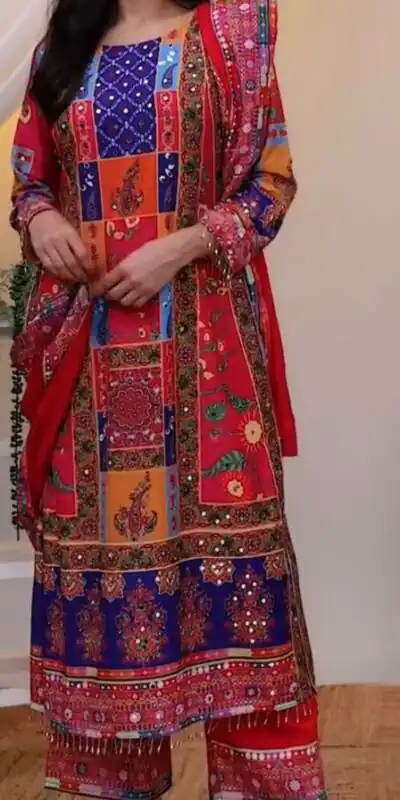 Red Silk Digital Printed Diamond Salwar Suit | Kurti, Bollywood Kurti, Creative Kurtis, Designer Kurti, Party Wear Kurti, Selfie Kurti