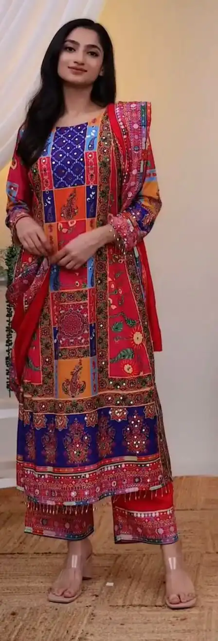 Red Silk Digital Printed Diamond Salwar Suit | Kurti, Bollywood Kurti, Creative Kurtis, Designer Kurti, Party Wear Kurti, Selfie Kurti