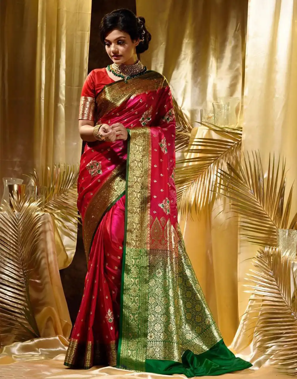 Red Soft Lichi Silk Border Work Saree | Sarees, Bollywood Sarees, Creative Sarees, Designer Sarees, Embroidered Sarees, Ethnic Saree, Modern Digital sarees, Party Wear Sarees