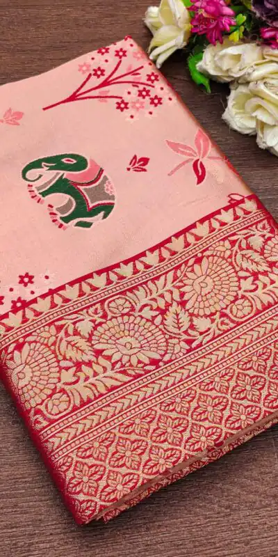 Red Soft Lichi Silk Jacquard Saree | Sarees, Bollywood Sarees, Creative Sarees, Designer Sarees, Embroidered Sarees, Ethnic Saree, Modern Digital sarees, Party Wear Sarees