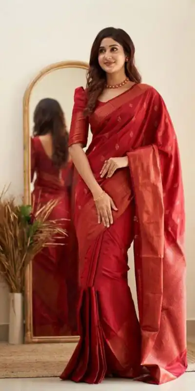 Red Soft Lichi Silk Lace Border Saree | Sarees, Bollywood Sarees, Creative Sarees, Designer Sarees, Embroidered Sarees, Ethnic Saree, Modern Digital sarees, Party Wear Sarees
