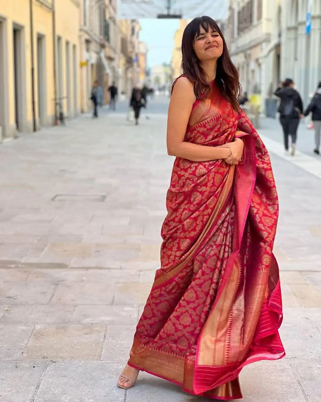 Red Soft Litchi Silk Jacquard Work Saree | Sarees, Bollywood Sarees, Creative Sarees, Designer Sarees, Embroidered Sarees, Ethnic Saree, Modern Digital sarees, Party Wear Sarees