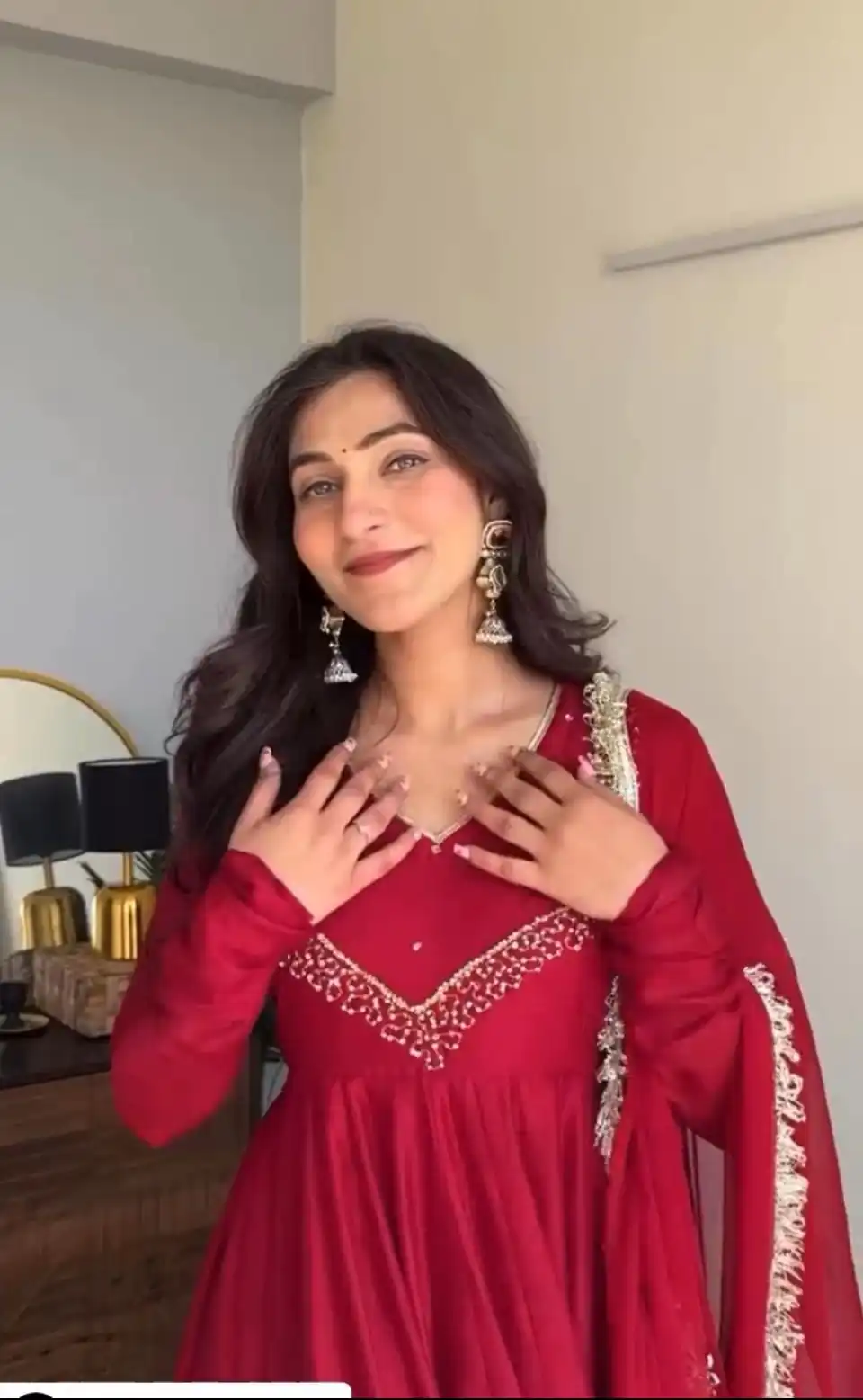 Red Star Georgette Embroidery Work Anarkali Gown | Gowns, Bollywood Gowns, Creative Gowns, Designer Gowns, Embroidered Gowns, Party Wear Gowns