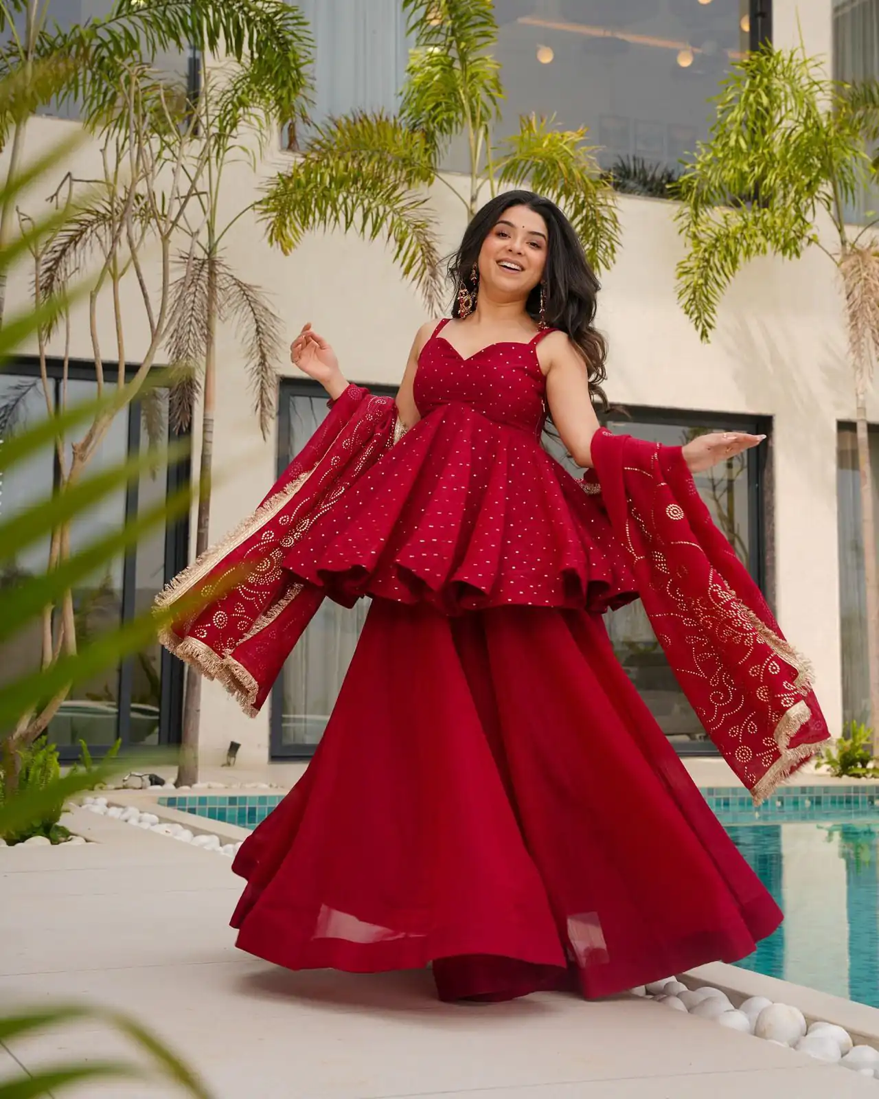Red Tabby Organza Lace Work Salwar Suit | Jump Suits, Salwar suit, Casual Suits, Creative suits, Designer Suits, Palazzo Suits, Party Wear Suits, Patiala Suits, Straight Suits