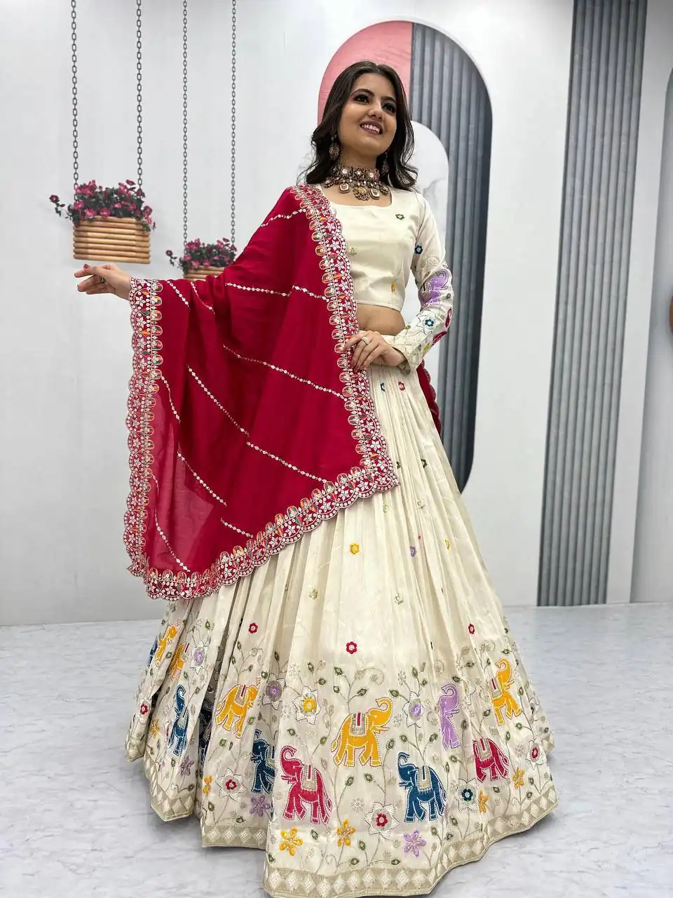 Red Tissue Silk Cut Lace Work Lehenga Choli | Lehenga, Bollywood Lehenga, Creative Lehenga, Designer Lehenga, Embroidered Lehenga, Party Wear Lehenga