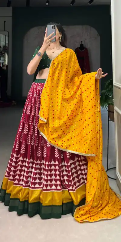 Red Tushar Print Lehenga Choli | Lehenga, Bollywood Lehenga, Creative Lehenga, Designer Lehenga, Embroidered Lehenga, Party Wear Lehenga
