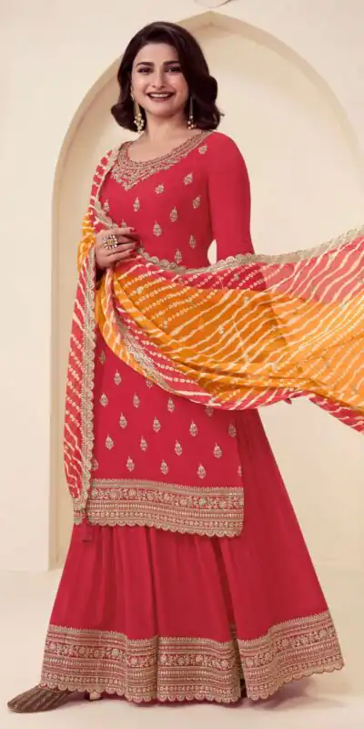 Red Viscose Chinon With Zari Work Salwar Suit | Jump Suits, Tops & Bottoms, Track Suits, Salwar suit, Casual Suits, Creative suits, Designer Suits, Palazzo Suits, Party Wear Suits, Patiala Suits, Straight Suits, Trendy Wear