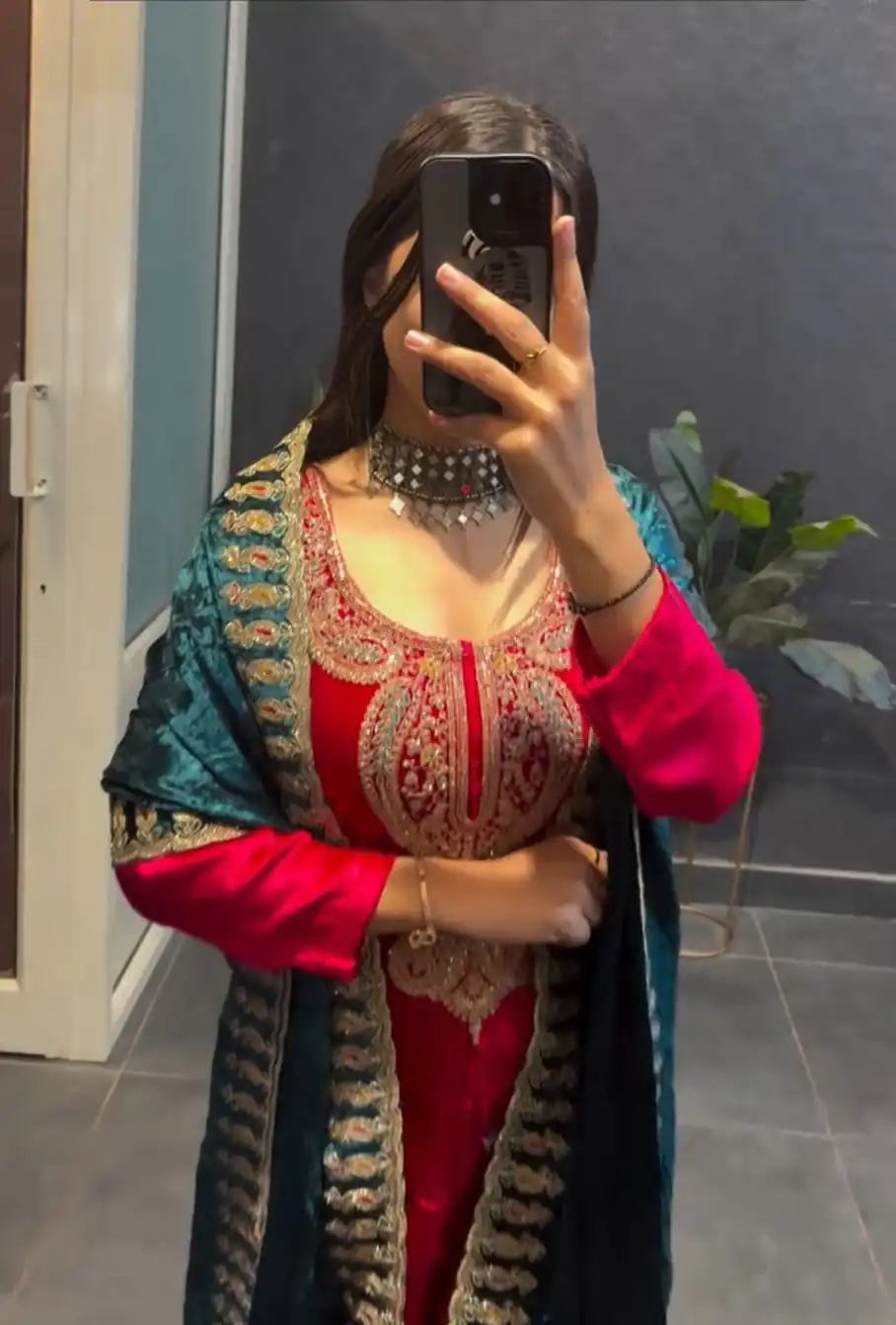 Red Viscose Velvet Lace Embroidery Work Salwar Suit | Jump Suits, Salwar suit, Casual Suits, Creative suits, Designer Suits, Palazzo Suits, Party Wear Suits, Patiala Suits, Straight Suits