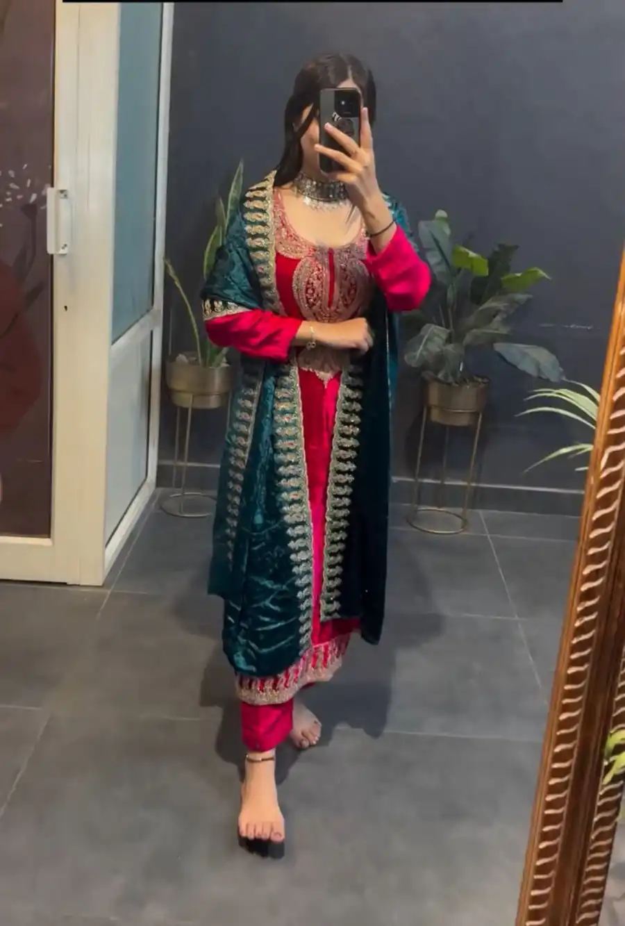 Red Viscose Velvet Lace Embroidery Work Salwar Suit | Jump Suits, Salwar suit, Casual Suits, Creative suits, Designer Suits, Palazzo Suits, Party Wear Suits, Patiala Suits, Straight Suits