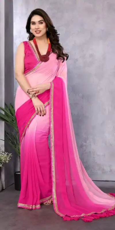 Rose Pink Faux Georgette Party Wear Saree | Sarees, Bollywood Sarees, Creative Sarees, Designer Sarees, Embroidered Sarees, Ethnic Saree, Modern Digital sarees, Party Wear Sarees