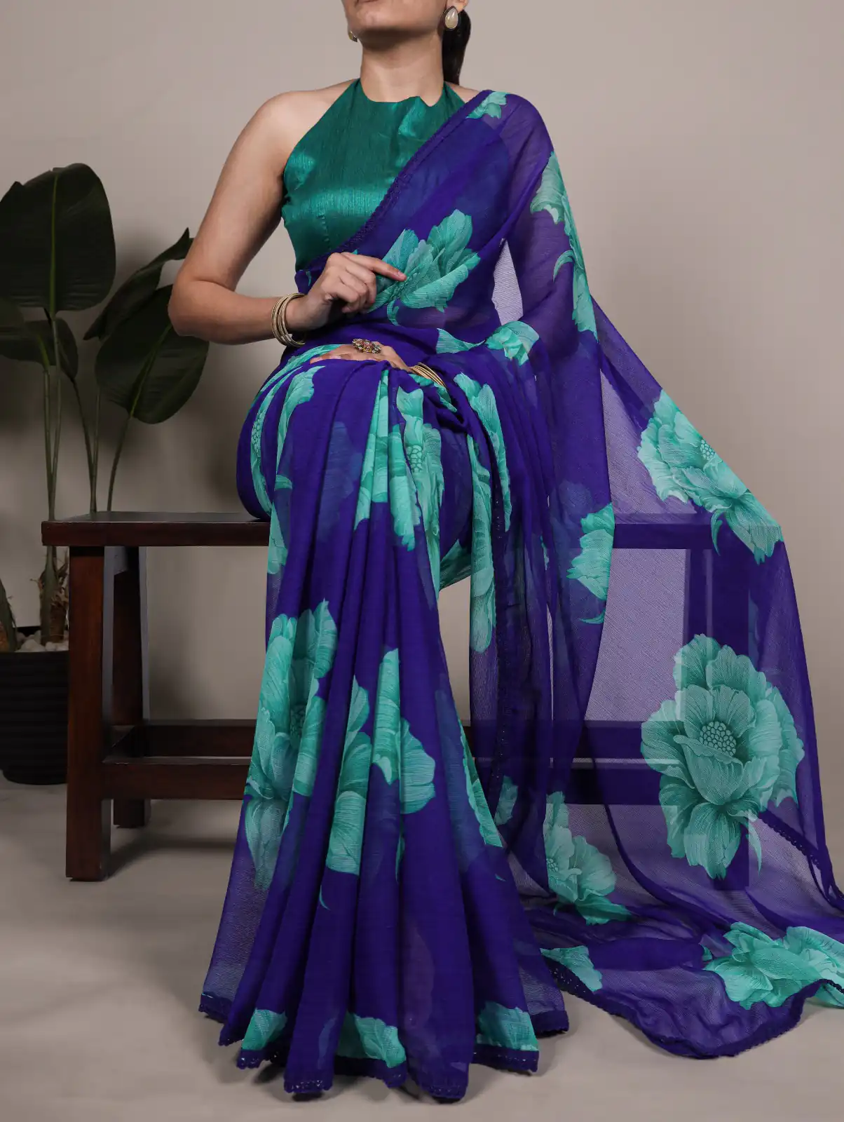 Royal Blue Chiffon With Lace Work Saree | Sarees, Bollywood Sarees, Creative Sarees, Designer Sarees, Embroidered Sarees, Ethnic Saree, Modern Digital sarees, Party Wear Sarees
