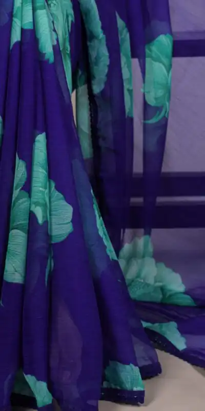 Royal Blue Chiffon With Lace Work Saree | Sarees, Bollywood Sarees, Creative Sarees, Designer Sarees, Embroidered Sarees, Ethnic Saree, Modern Digital sarees, Party Wear Sarees
