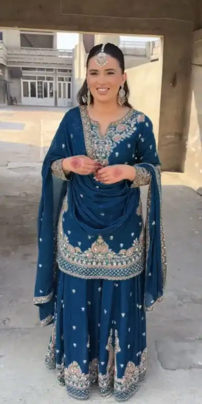 Royal Blue Chinon Silk Thread Sequence Work Salwar Suit | Jump Suits, Salwar suit, Casual Suits, Creative suits, Designer Suits, Palazzo Suits, Party Wear Suits, Patiala Suits, Straight Suits