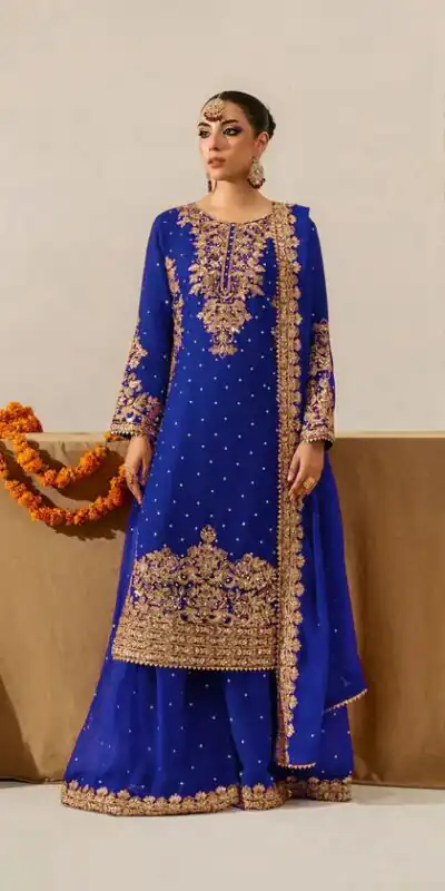 Royal Blue Faux Georgette Lace Work Salwar Suit | Jump Suits, Salwar suit, Casual Suits, Creative suits, Designer Suits, Palazzo Suits, Party Wear Suits, Patiala Suits, Straight Suits