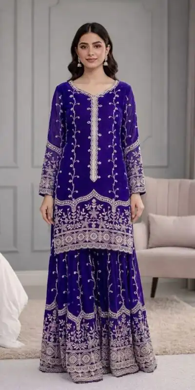 Royal Blue Fendy Silk Embroidery Work Salwar Suit | Jump Suits, Salwar suit, Casual Suits, Creative suits, Designer Suits, Palazzo Suits, Party Wear Suits, Patiala Suits, Straight Suits