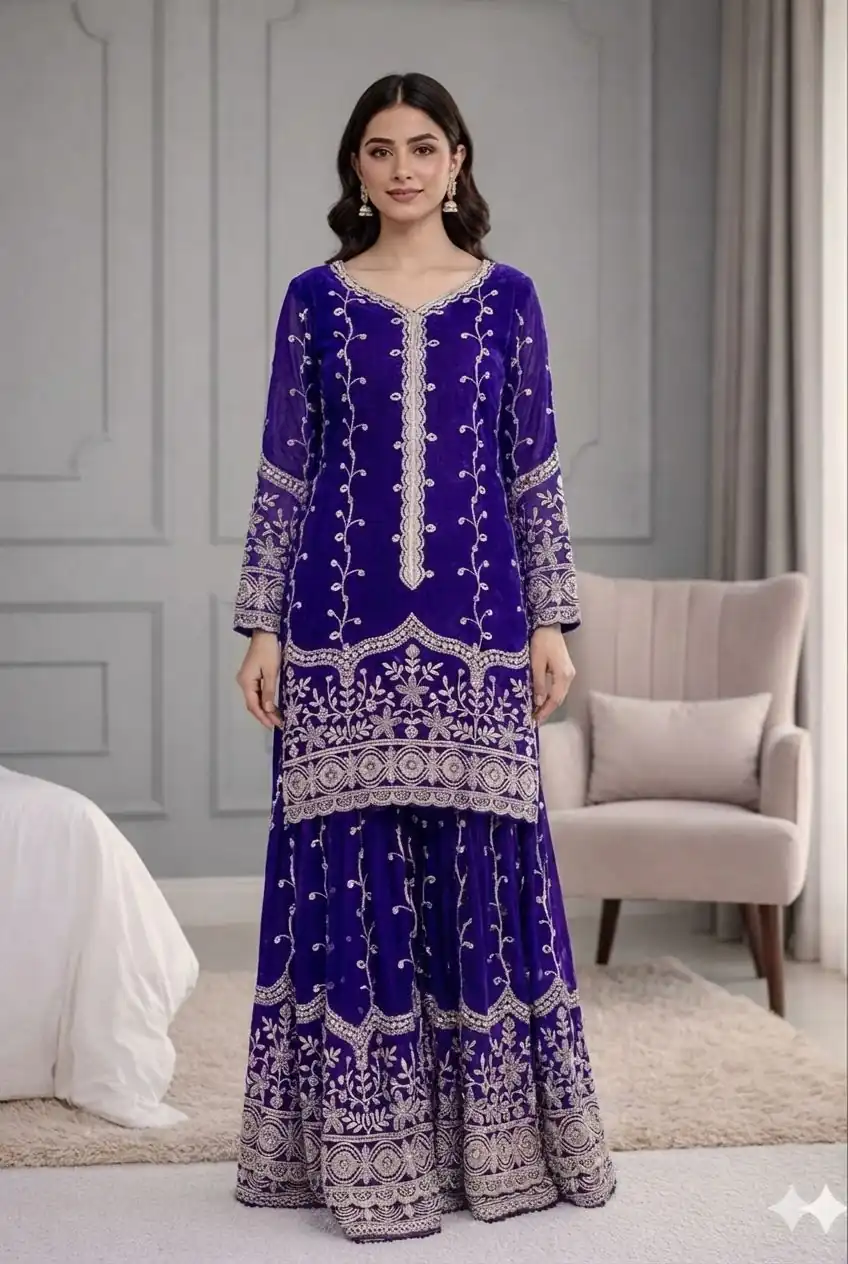 Royal Blue Fendy Silk Embroidery Work Salwar Suit | Jump Suits, Salwar suit, Casual Suits, Creative suits, Designer Suits, Palazzo Suits, Party Wear Suits, Patiala Suits, Straight Suits