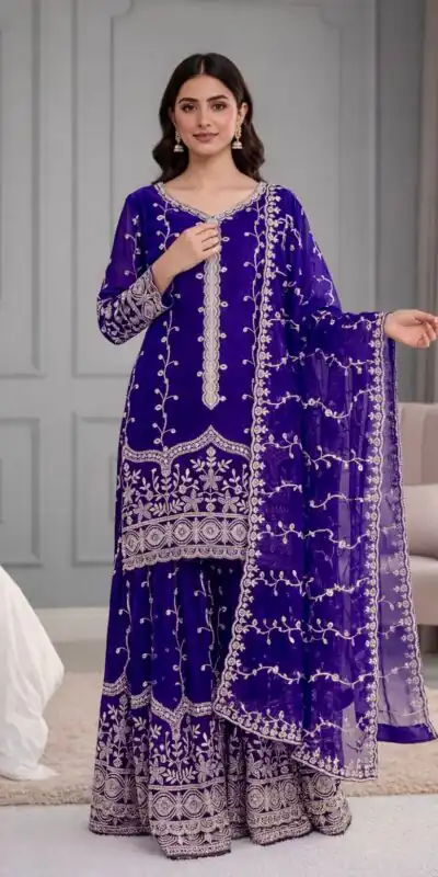 Royal Blue Fendy Silk Embroidery Work Salwar Suit | Jump Suits, Salwar suit, Casual Suits, Creative suits, Designer Suits, Palazzo Suits, Party Wear Suits, Patiala Suits, Straight Suits
