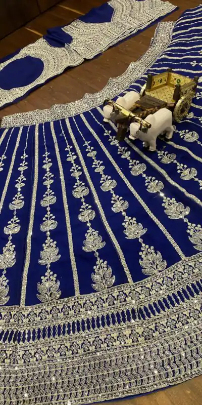 Royal Blue Georgette Embroidered Lehenga Choli | Lehenga, Bollywood Lehenga, Creative Lehenga, Designer Lehenga, Embroidered Lehenga, Party Wear Lehenga